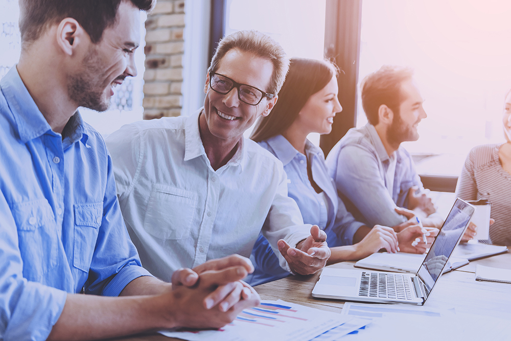 Business People in Smart Casual Wear Discussing Affairs. Business People Meeting Conference Discussion Corporate Concept. Successful Interesting Businessmen Discussing Important Documents.